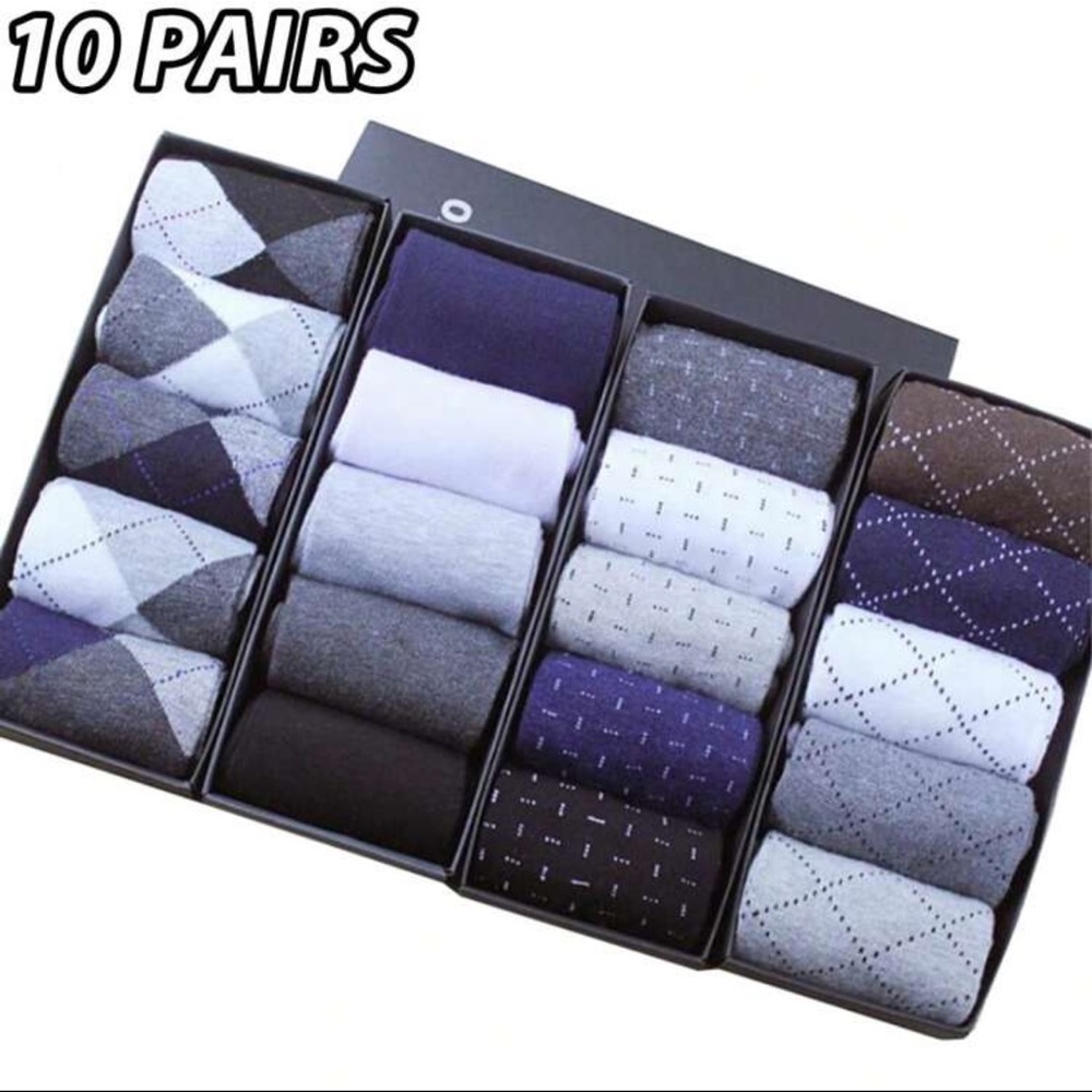 10 Pairs Men's Polyester Casual And Business Mid-Calf Socks (Chosen Random)